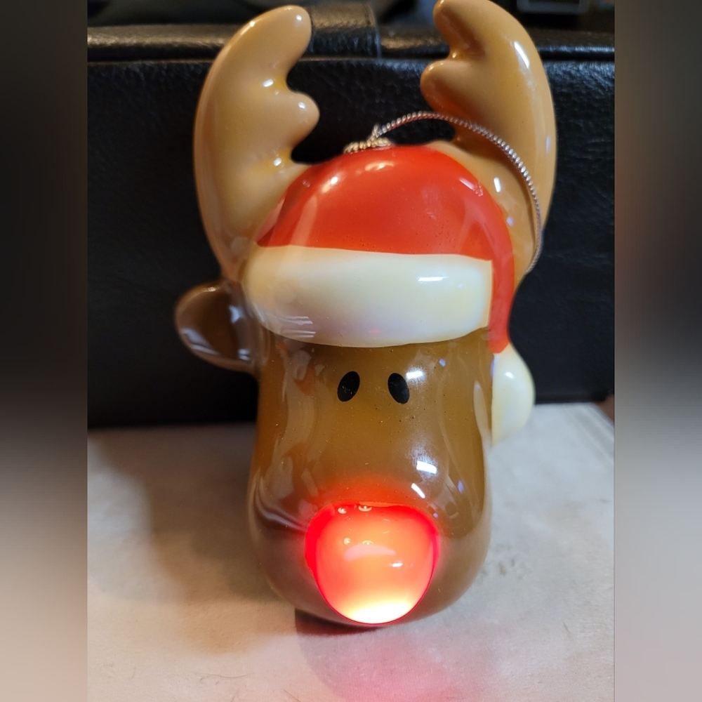 Light Up Nose Reindeer Christmas Ornament